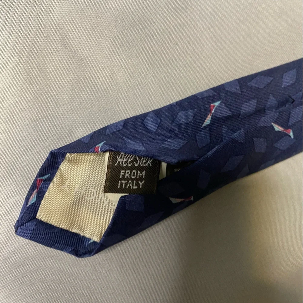 Vintage Gievenchy‎ Monsieur Neck Tie Silk Geometric Print Blue Italy